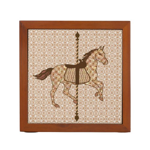 Carousel Horse _ Chocolate Brown and Tan Desk Organizer