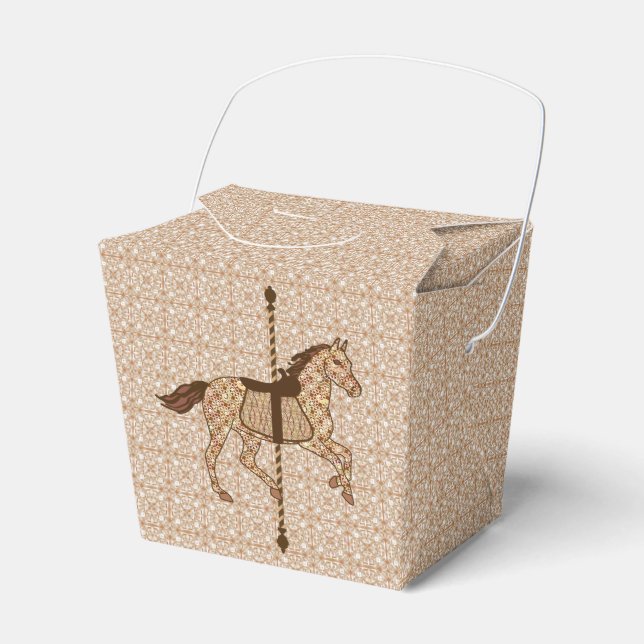 Carousel Horse - Chocolate Brown and Tan Favor Boxes (Front Side)