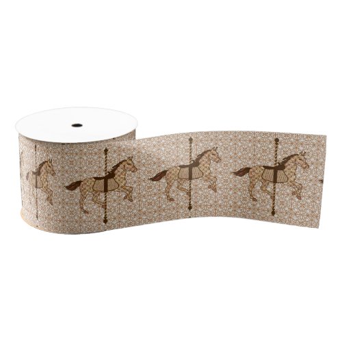 Carousel Horse _ Chocolate Brown and Tan Grosgrain Ribbon