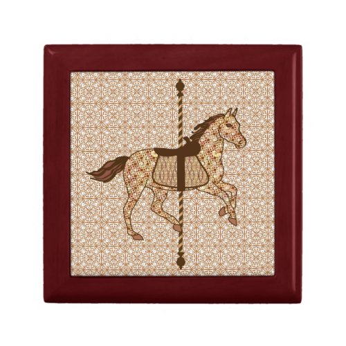 Carousel Horse _ Chocolate Brown and Tan Jewelry Box