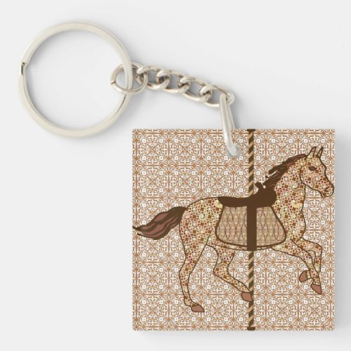 Carousel Horse _ Chocolate Brown and Tan Keychain