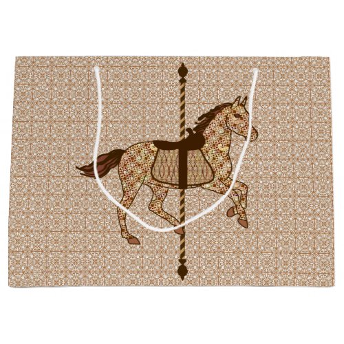 Carousel Horse _ Chocolate Brown and Tan Large Gift Bag