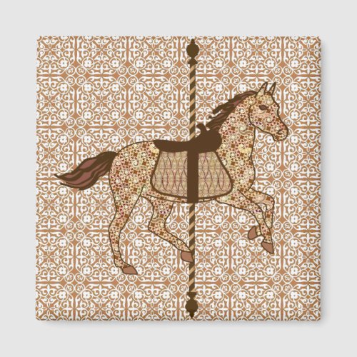 Carousel Horse _ Chocolate Brown and Tan Magnet