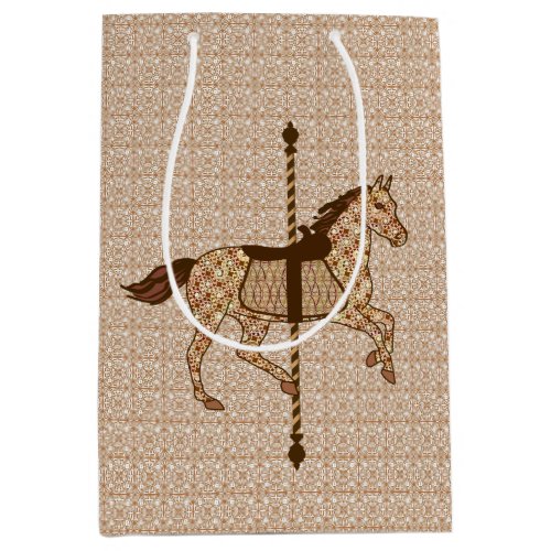 Carousel Horse _ Chocolate Brown and Tan Medium Gift Bag