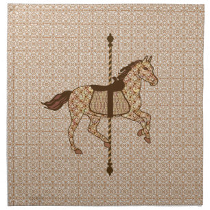Carousel Horse - Chocolate Brown and Tan Napkin