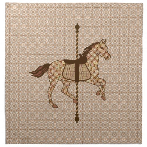 Carousel Horse _ Chocolate Brown and Tan Napkin