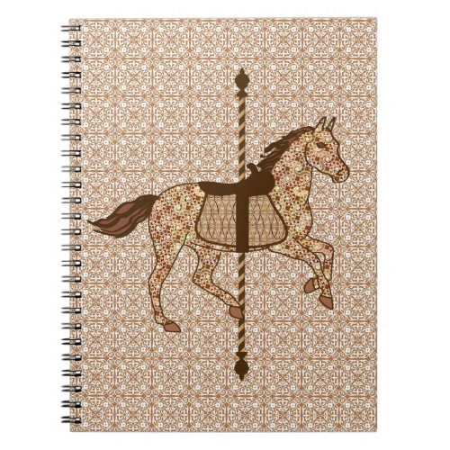 Carousel Horse _ Chocolate Brown and Tan Notebook