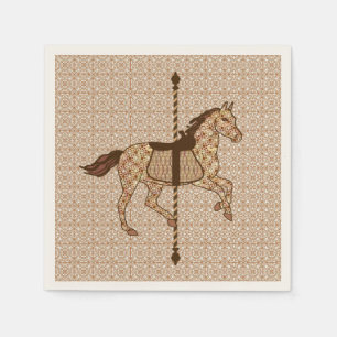 Carousel Horse - Chocolate Brown and Tan Paper Napkins