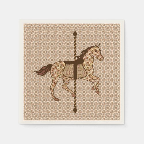 Carousel Horse _ Chocolate Brown and Tan Paper Napkins