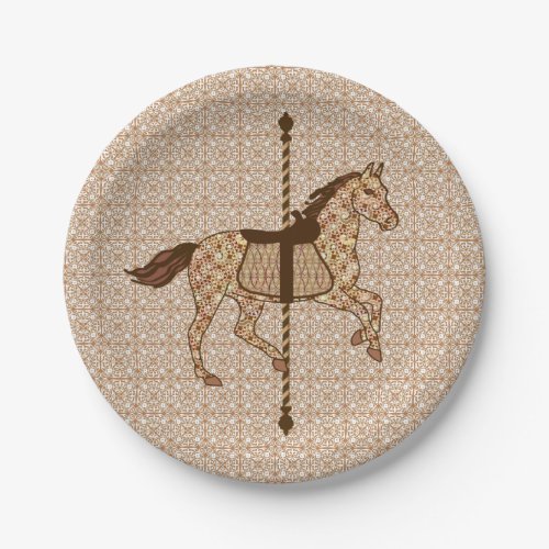 Carousel Horse _ Chocolate Brown and Tan Paper Plates