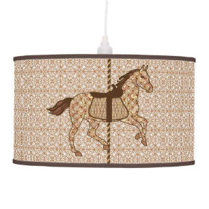 Carousel Horse - Chocolate Brown and Tan Pendant Lamp