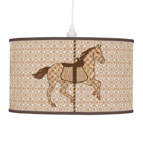 Carousel Horse _ Chocolate Brown and Tan Pendant Lamp