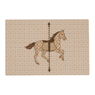 Carousel Horse - Chocolate Brown and Tan Placemat