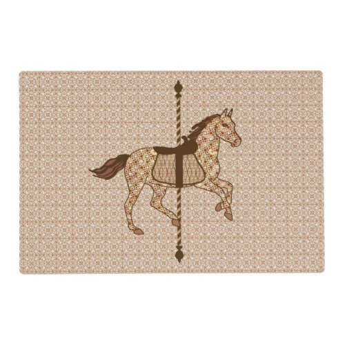 Carousel Horse _ Chocolate Brown and Tan Placemat