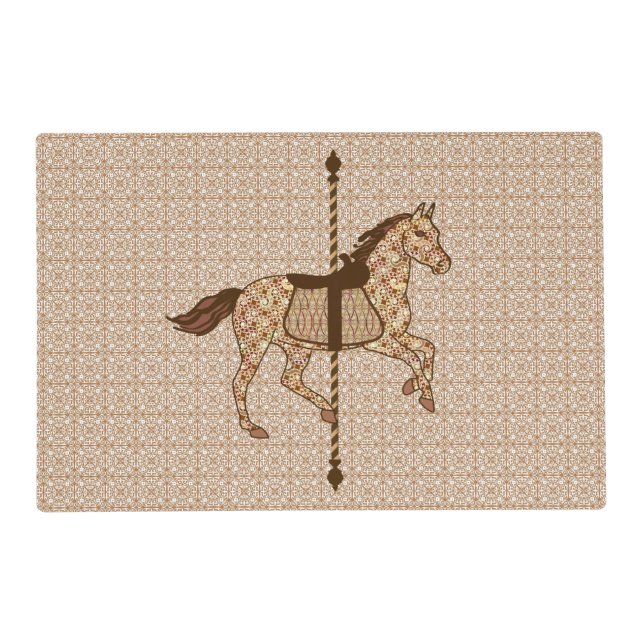 Carousel Horse - Chocolate Brown and Tan Placemat (Front)