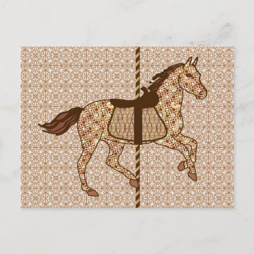 Carousel Horse _ Chocolate Brown and Tan Postcard