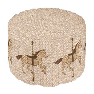 Carousel Horse - Chocolate Brown and Tan Pouf