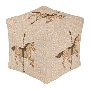 Carousel Horse - Chocolate Brown and Tan Pouf