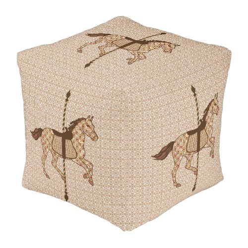 Carousel Horse _ Chocolate Brown and Tan Pouf