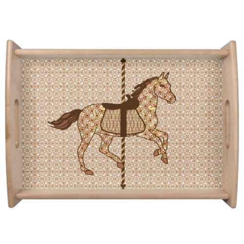 Carousel Horse _ Chocolate Brown and Tan Serving Tray