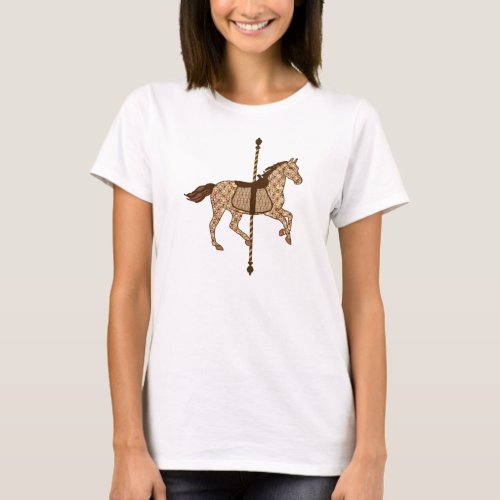 Carousel Horse _ Chocolate Brown and Tan T_Shirt