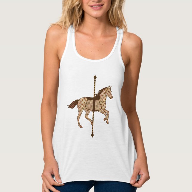 Carousel Horse - Chocolate Brown and Tan Tank Top (Front)