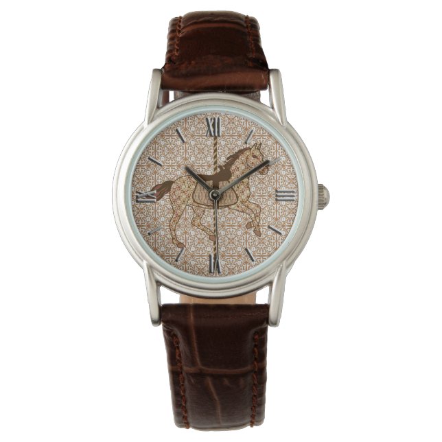 Carousel Horse - Chocolate Brown and Tan Watch (Front)