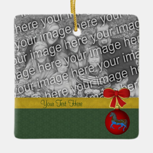 Carousel Horse Christmas Holiday Photo  Ceramic Ornament (Front)