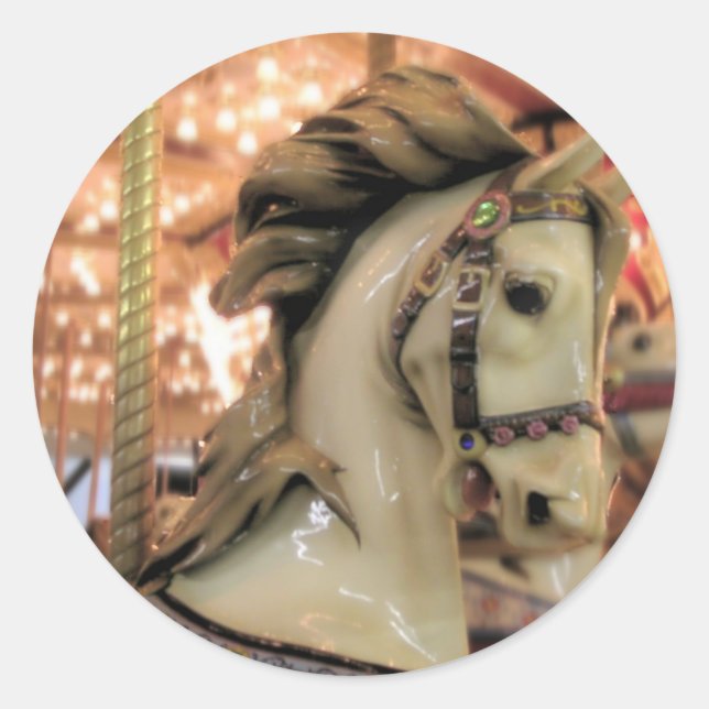 carousel horse classic round sticker (Front)