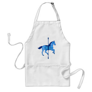 Carousel Horse - Cobalt and Sky Blue Adult Apron