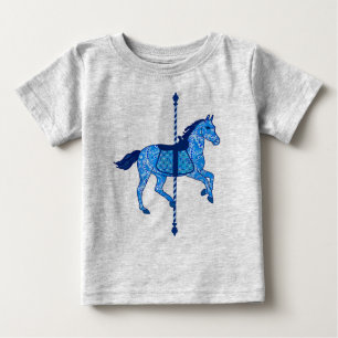 Carousel Horse - Cobalt and Sky Blue Baby T-Shirt