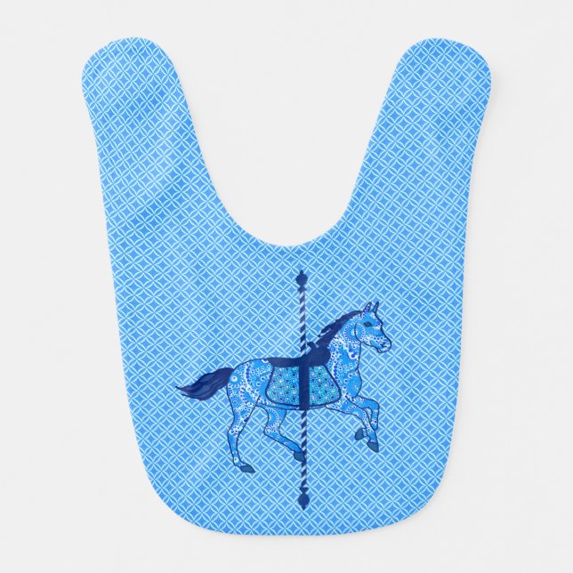 Carousel Horse - Cobalt and Sky Blue Bib (Front)