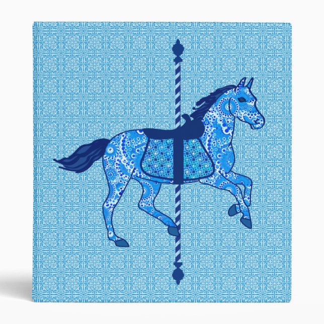 Carousel Horse - Cobalt and Sky Blue Binder (Front)