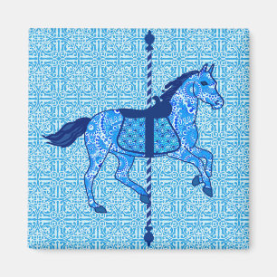 Carousel Horse - Cobalt and Sky Blue Magnet