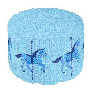 Carousel Horse - Cobalt and Sky Blue Pouf