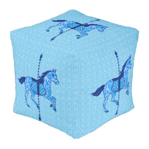 Carousel Horse - Cobalt and Sky Blue Pouf