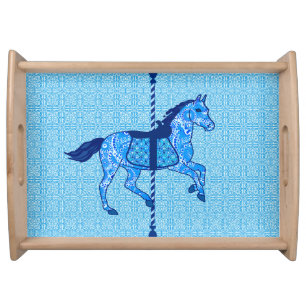 Carousel Horse - Cobalt and Sky Blue Serving Tray