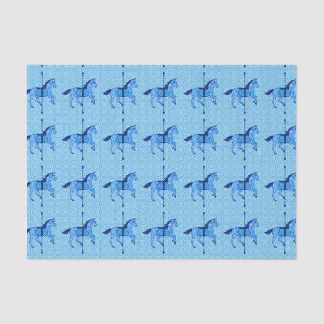 Carousel Horse - Cobalt and Sky Blue Tissue Paper (Front)