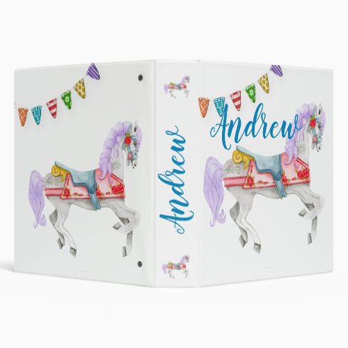 Carousel Horse Custom Template 3 Ring Binder