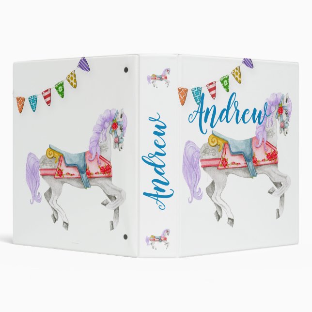 Carousel Horse Custom Template 3 Ring Binder (Background)