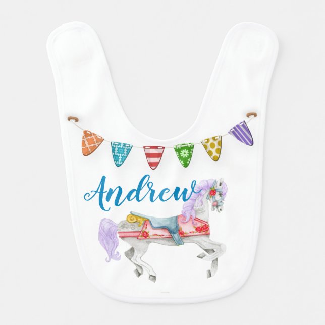 Carousel Horse Custom Template Baby Bib (Front)