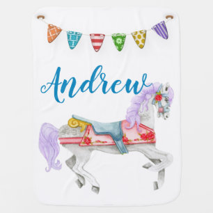 Carousel Horse Custom Template Baby Blanket