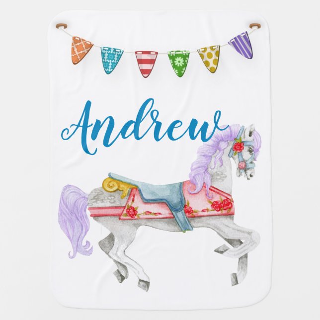 Carousel Horse Custom Template Baby Blanket (Front)