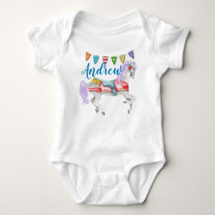 Carousel Horse Custom Template Baby Bodysuit
