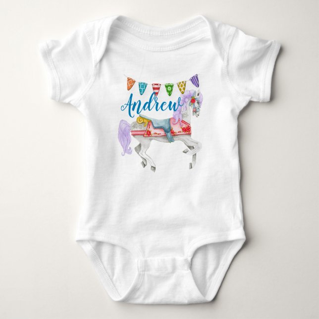 Carousel Horse Custom Template Baby Bodysuit (Front)