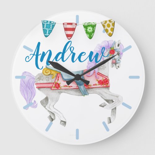 Carousel Horse Custom Template Large Clock