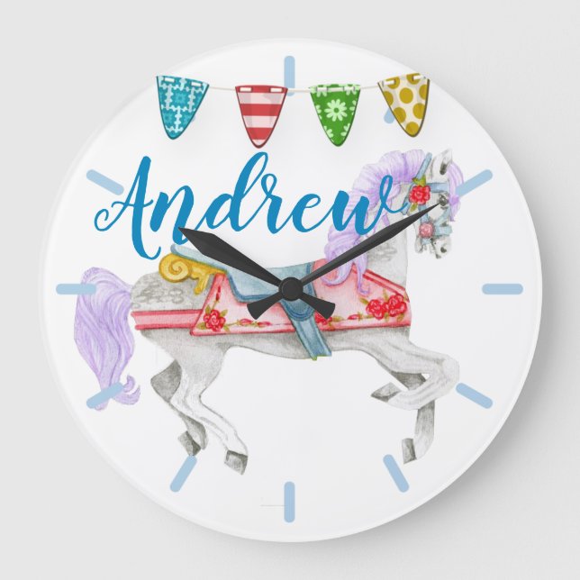 Carousel Horse Custom Template Large Clock (Front)