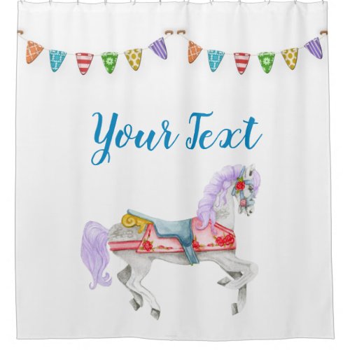 Carousel Horse Custom Template Shower Curtain