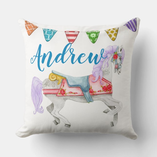 Carousel Horse Custom Template Throw Pillow (Front)