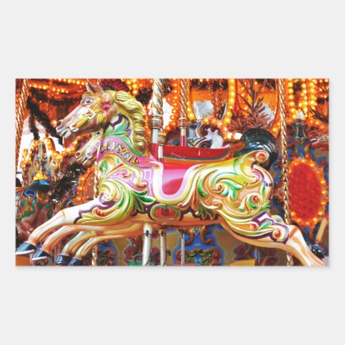 Carousel horse design rectangular sticker